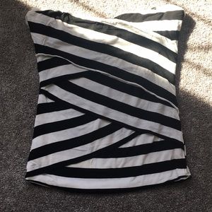 Black and white striped tube top